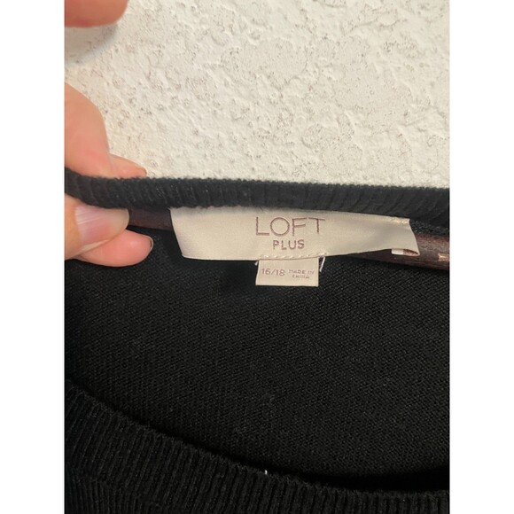 LOFT Womens Plus Black Tunic Sweater Layered Hem Size 16/18 Knit Work Office - Picture 7 of 8